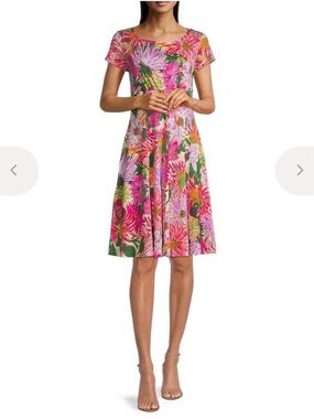 Max Mara Weekend Pink Floral 100% Cotton Jersey Dress